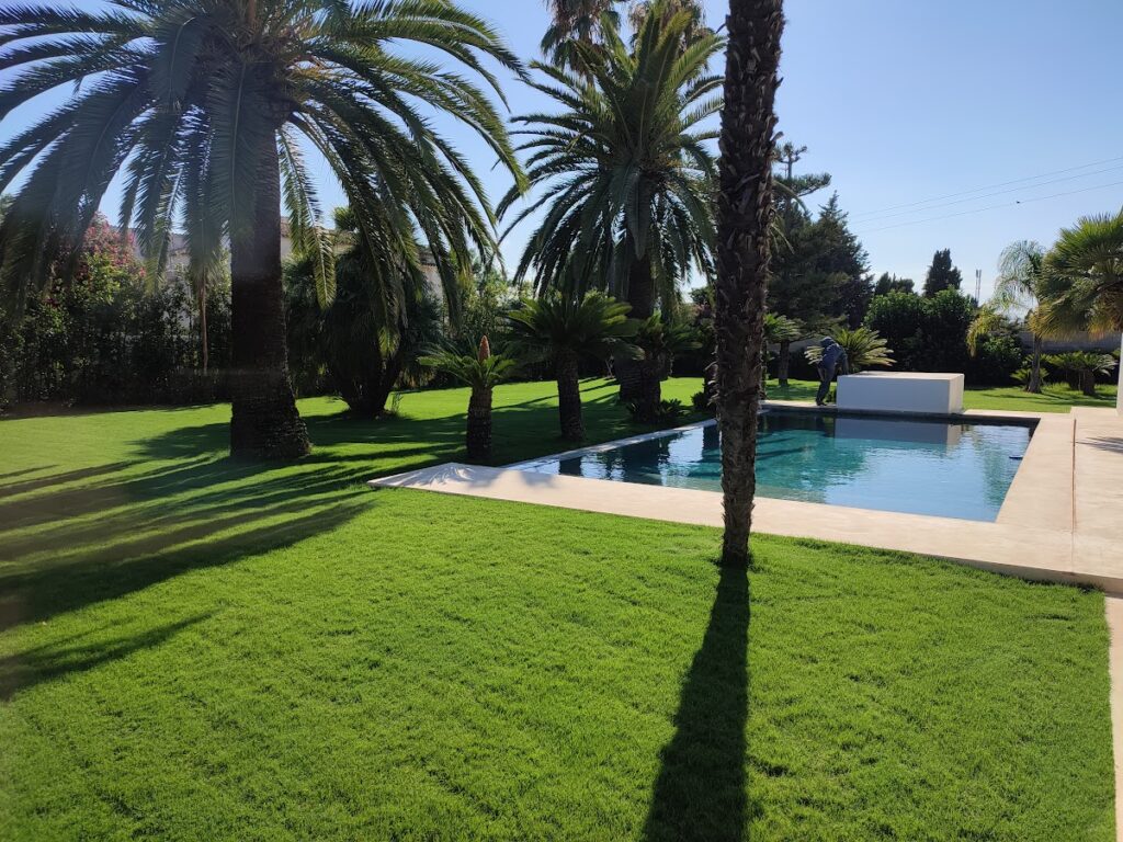 piscina en amplio jardin